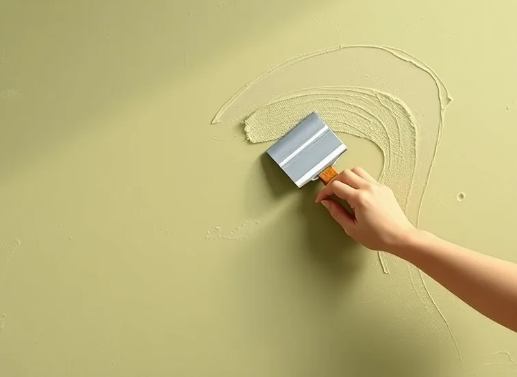 Application d'un enduit décoratif à la lisseuse sur un mur